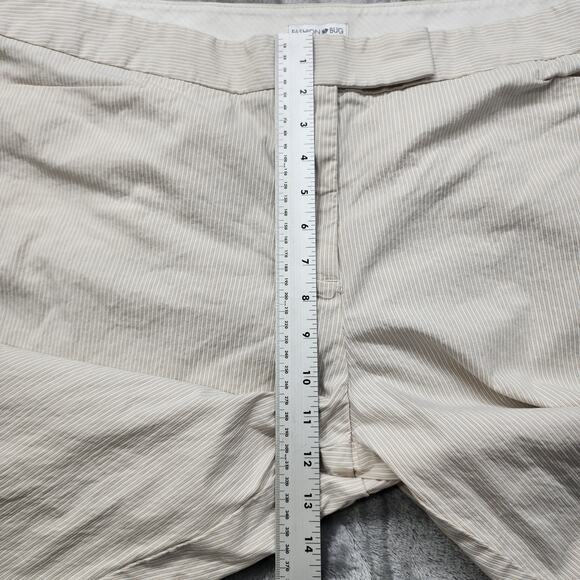 Fashion Bug Pants Womens 24 Beige Brown Striped Crop Capri Stretch Office Casual - Picture 7 of 10